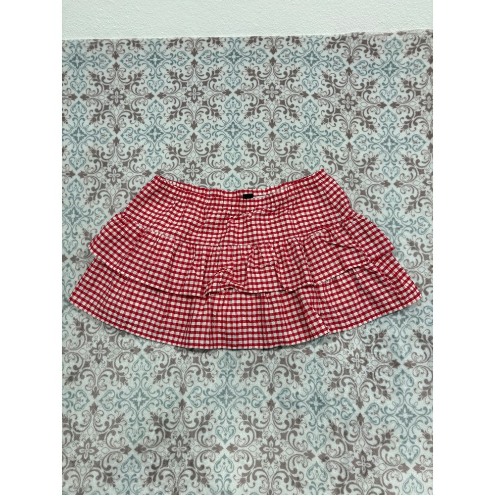 wild fable Red and White Gingham Tiered Skort